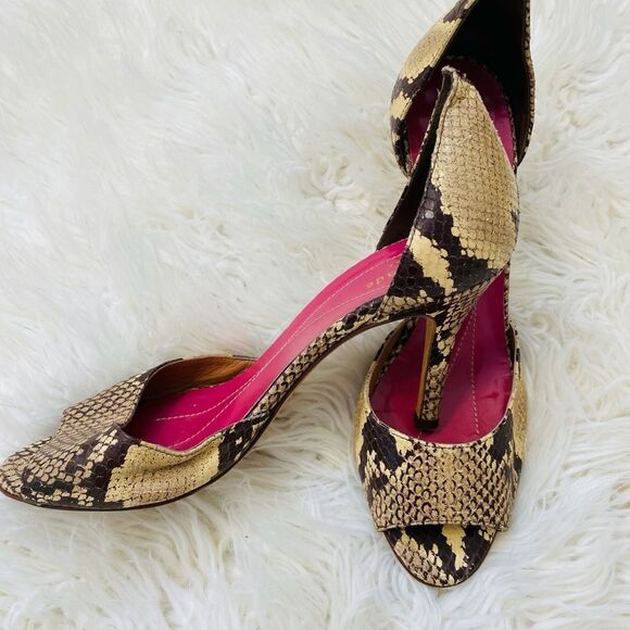 KATE SPADE snake python print open toe heels shoes - Picture 6 of 9